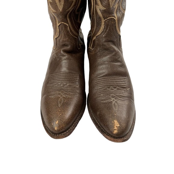 J Chisholm Leather Cowboy Western Boots Size US 9D UK 8 Brown - Picture 5 of 8